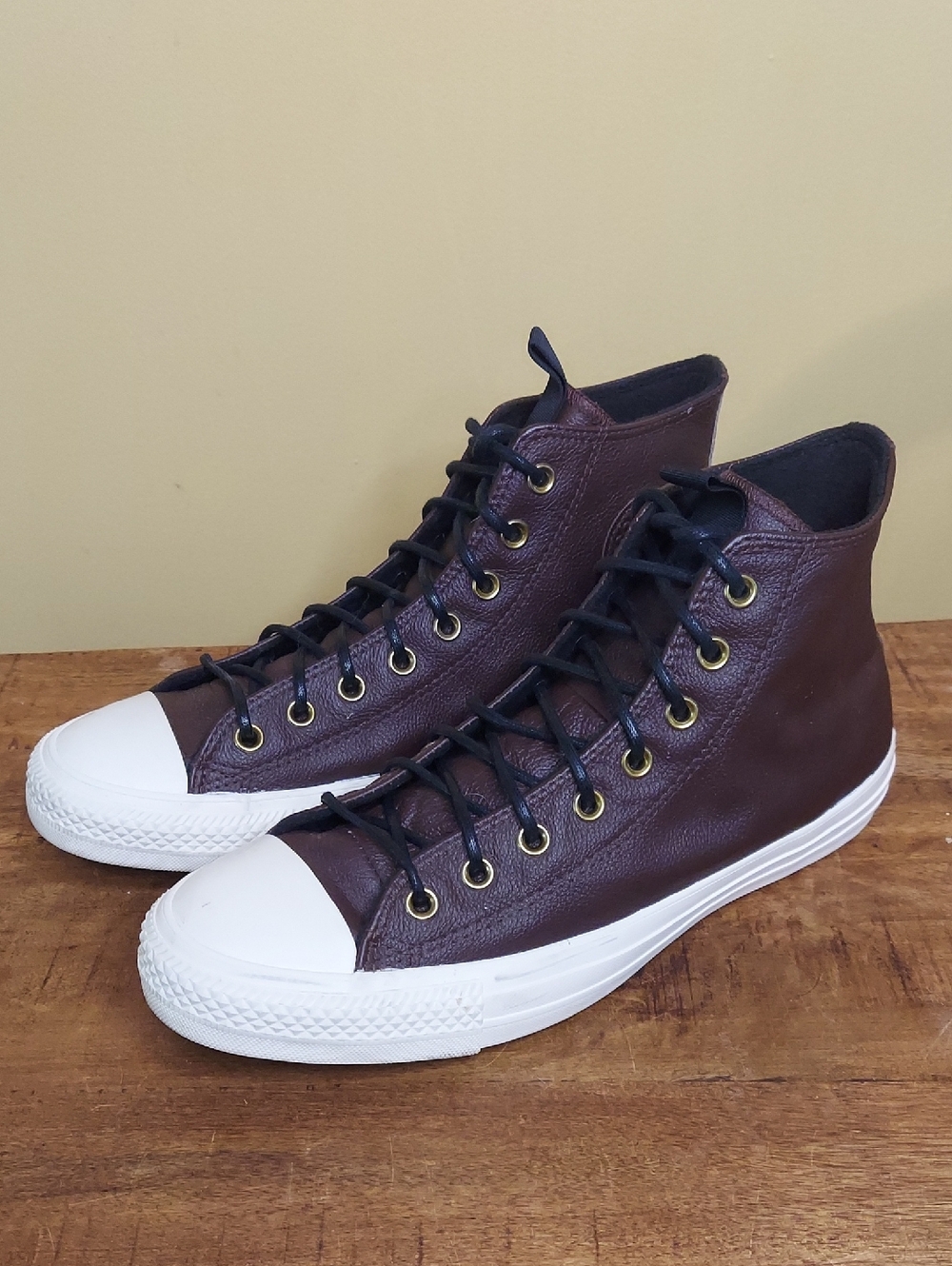 Converse High-Top Leather Sneakers in Dark Brown - Men's 11 - Picture 4 of 8
